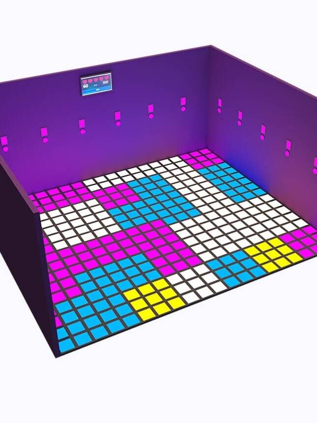 Players racing across the color-changing Super Grid tiles